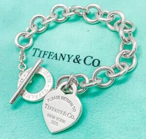 Tiffany & Co. Return Heart Tag Toggle Bracelet Silver 6.75" (engraved back)